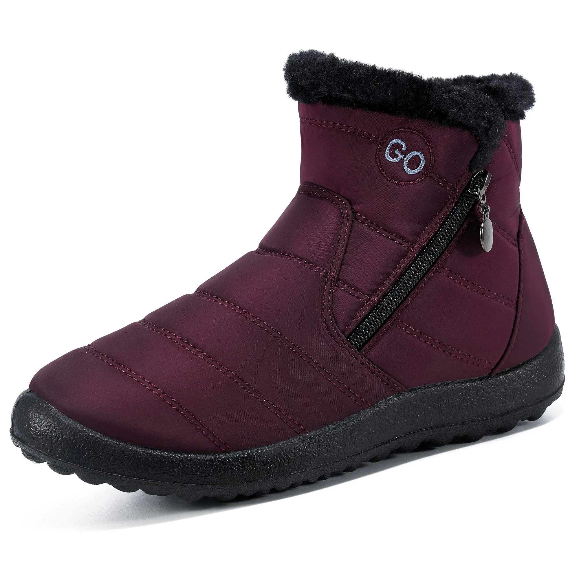 HARENCE Snow Boots for Women Winter Boot with Comfortable Warm Fur Lined Ankle Booties Outdoor Slip On Waterproof Short Boots