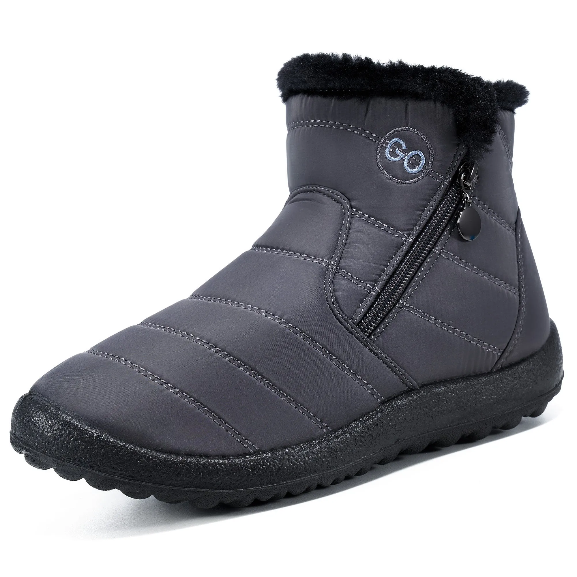 HARENCE Snow Boots for Women Winter Boot with Comfortable Warm Fur Lined Ankle Booties Outdoor Slip On Waterproof Short Boots