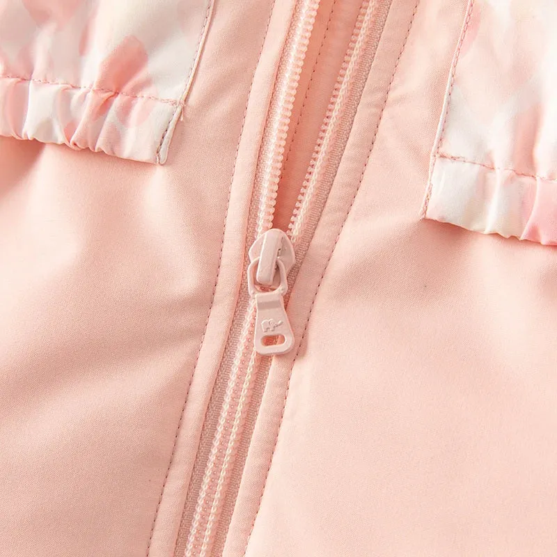 Heart Print Kids Girls Casual Padding Snow Jacket
