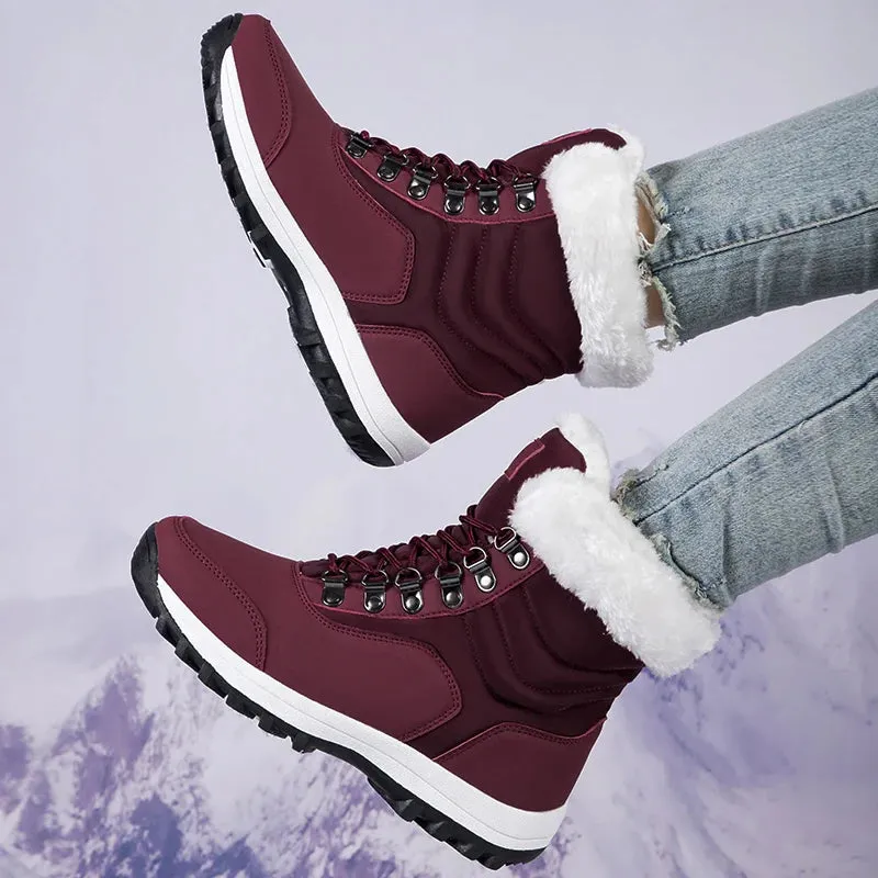 High-Top Plus Velvet Women’s Snow Boots - Comfortable Non-Slip Cotton Outdoor Waterproof Boots for Warm Women’s Sports Shoes