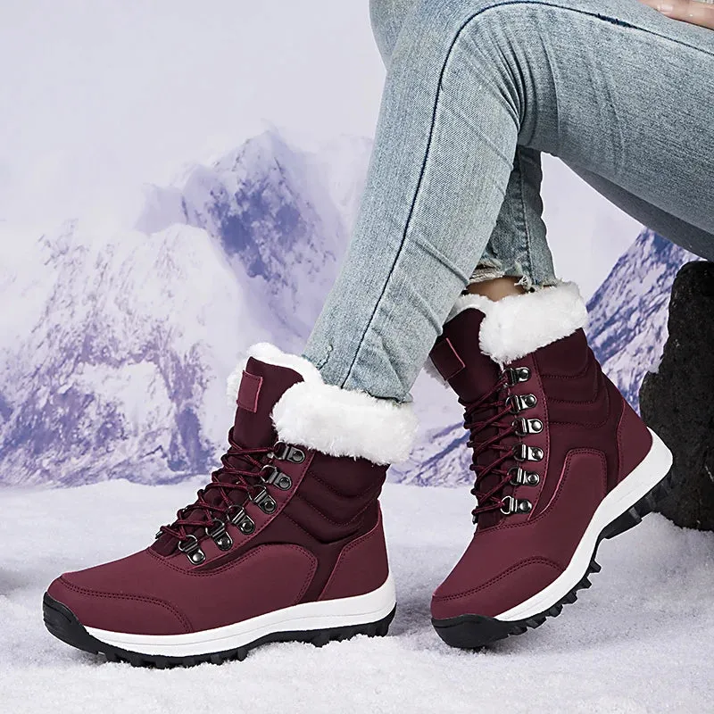 High-Top Plus Velvet Women’s Snow Boots - Comfortable Non-Slip Cotton Outdoor Waterproof Boots for Warm Women’s Sports Shoes