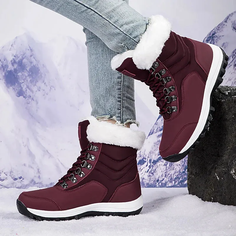 High-Top Plus Velvet Women’s Snow Boots - Comfortable Non-Slip Cotton Outdoor Waterproof Boots for Warm Women’s Sports Shoes