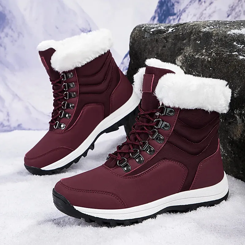 High-Top Plus Velvet Women’s Snow Boots - Comfortable Non-Slip Cotton Outdoor Waterproof Boots for Warm Women’s Sports Shoes
