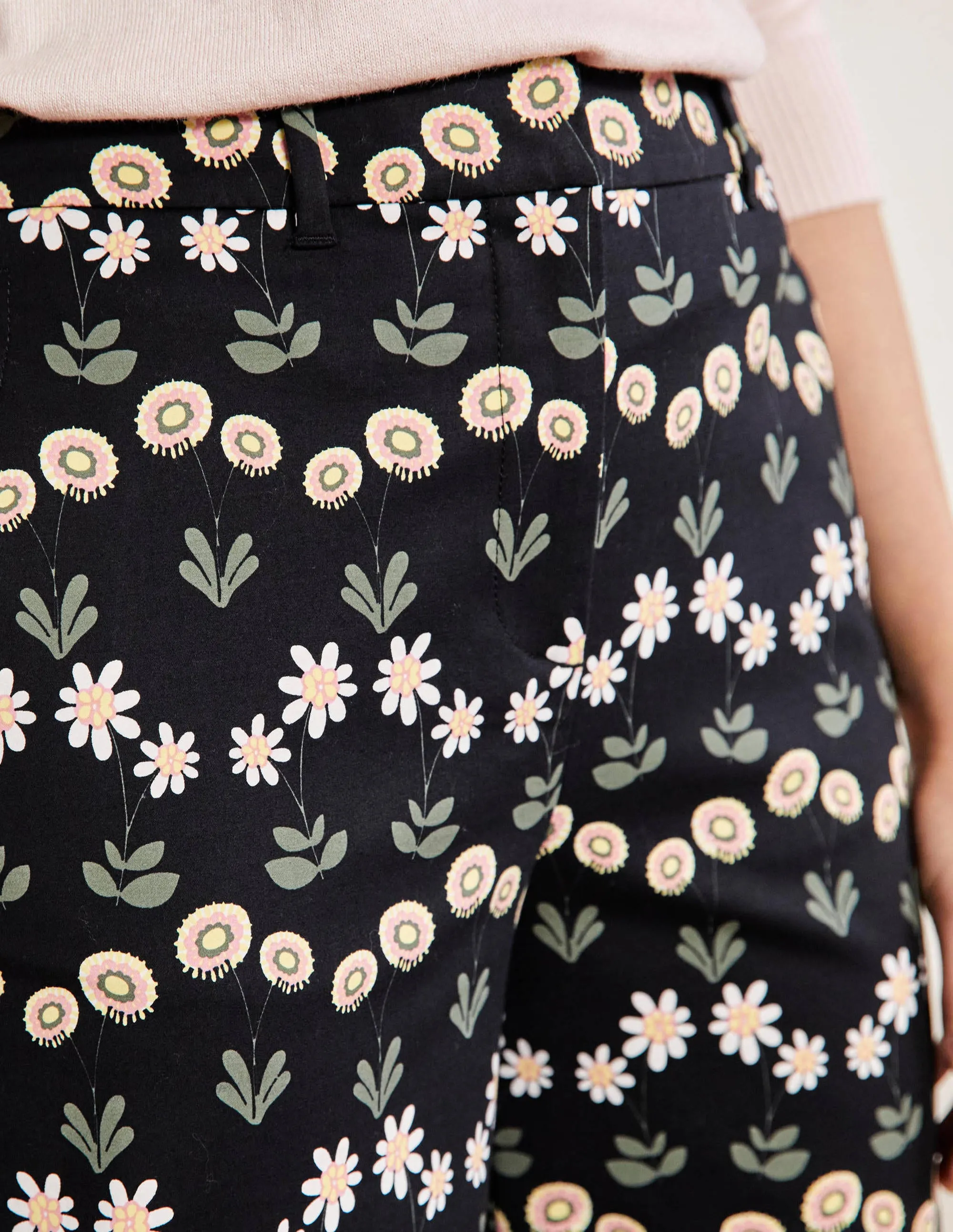 High Waisted Richmond Trousers-Black, Delicate Daisy