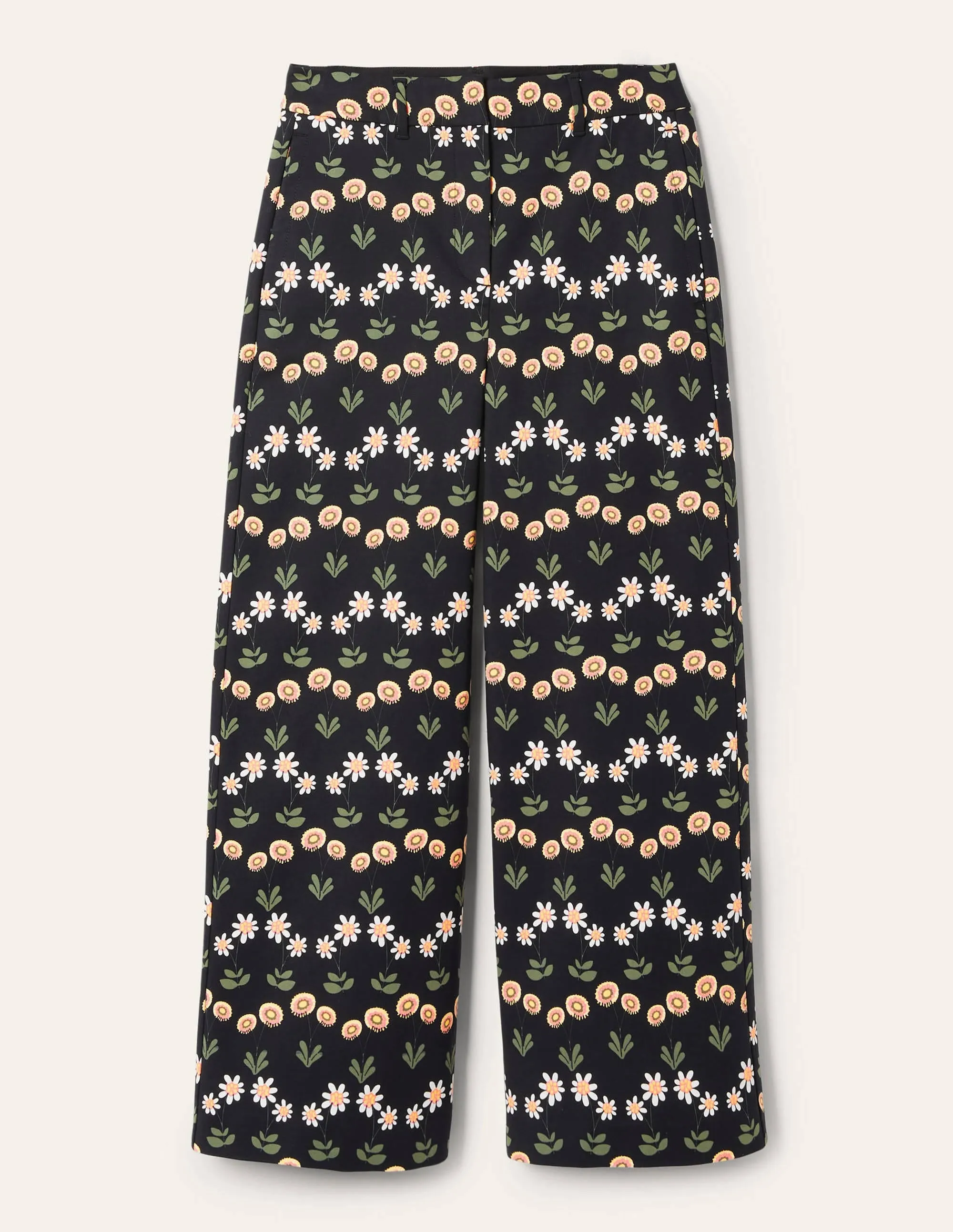 High Waisted Richmond Trousers-Black, Delicate Daisy
