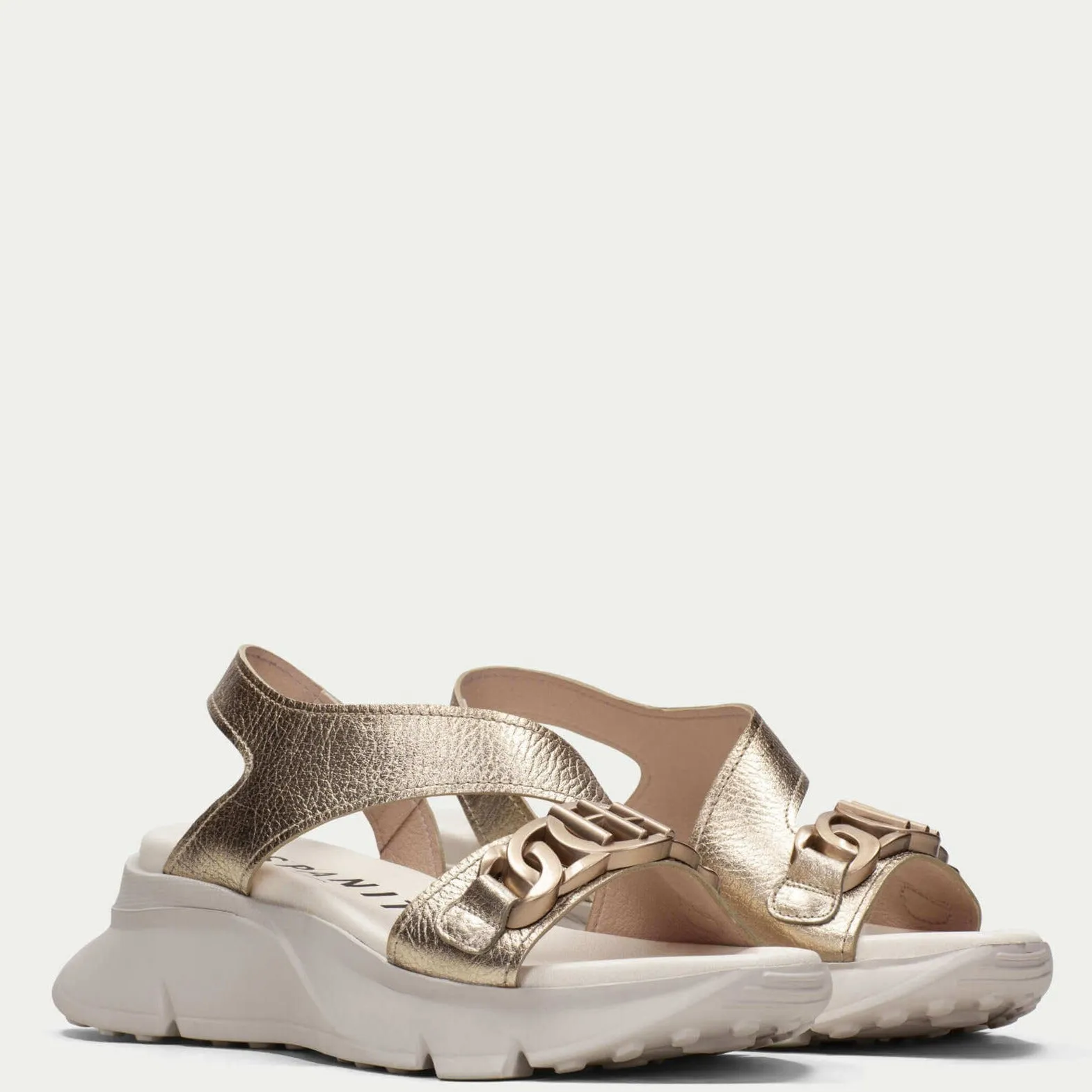 Hispanitas Gold Leather Sporty Sandals