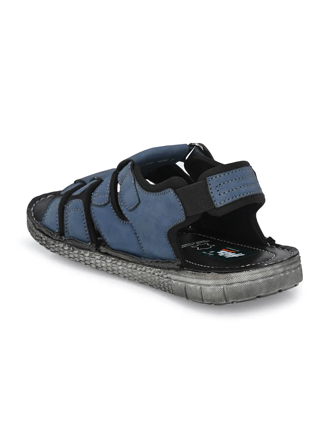 Hitz Men's Blue Synthetic Casual Sandals with Velcro Closure