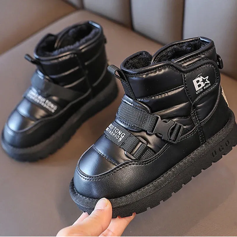 Kids Antiskid Genuine Leather Warm Boots