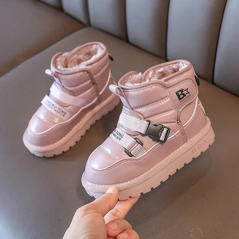 Kids Antiskid Genuine Leather Warm Boots