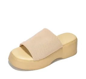 KK PAIR OF KINGS Platform Sandals Women Wedges Slides Chunky Heels Wedge Sandals Fabric Mule Fitted Cloud Lightweight Shoes Slipper  Memory Foam