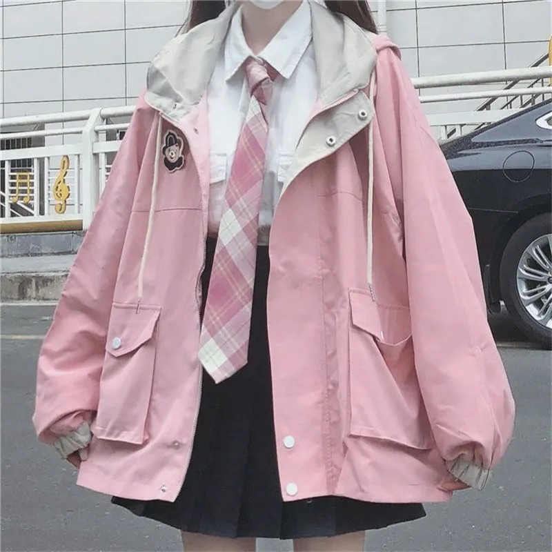 Korean Cute Black Pink Jacket