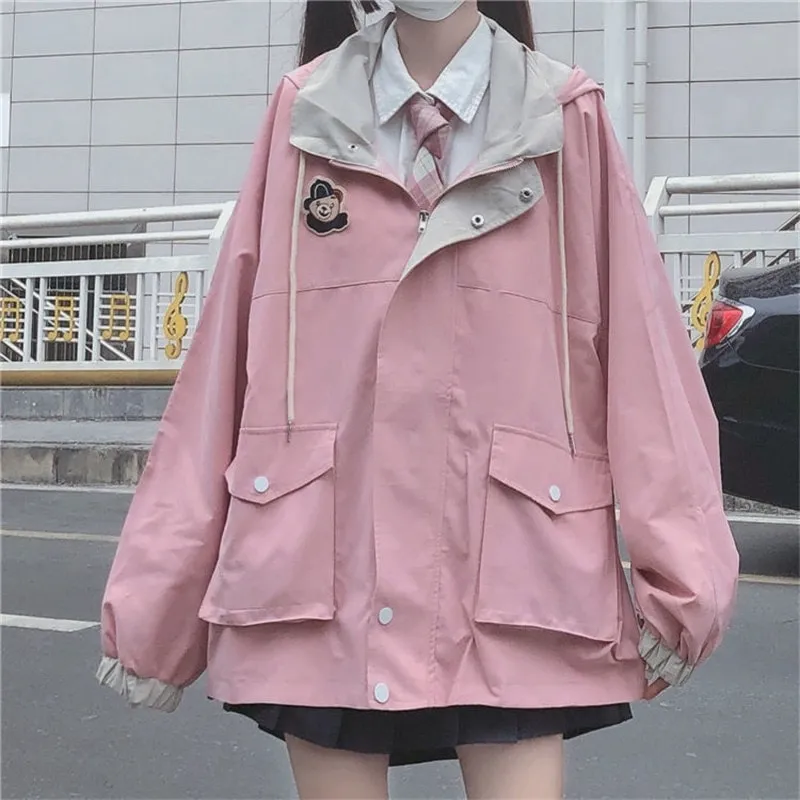 Korean Cute Black Pink Jacket
