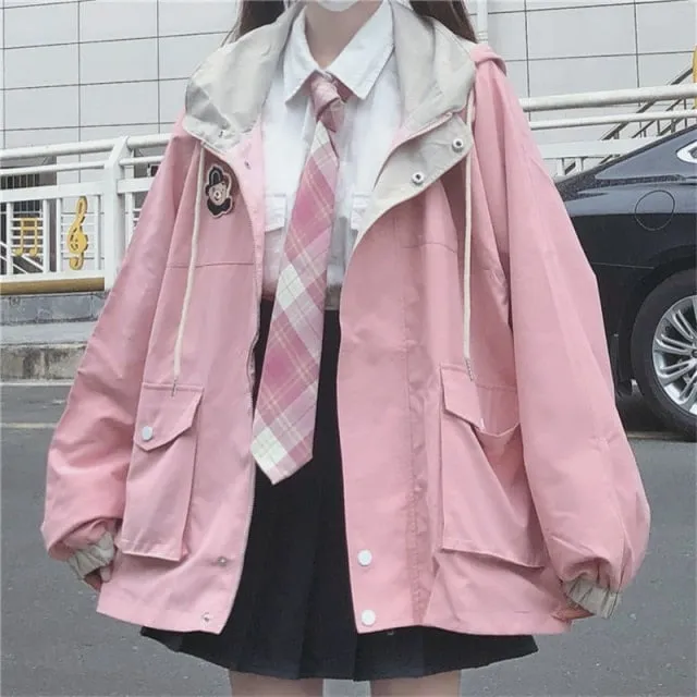 Korean Cute Black Pink Jacket