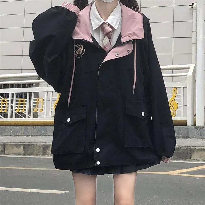Korean Cute Black Pink Jacket