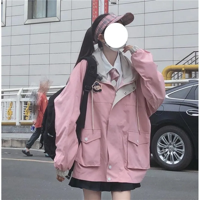 Korean Cute Black Pink Jacket