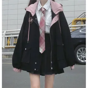 Korean Cute Black Pink Jacket