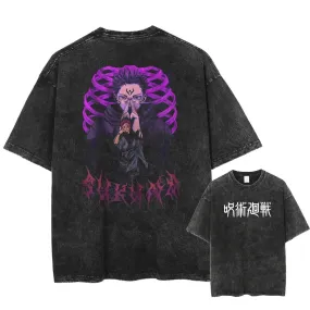 [KUJO] "Cursed Sukuna" 2-Sided Vintage Oversized T Shirt