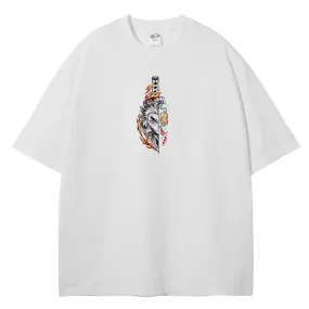 [KUJO] "Flame Hashira" Vintage Oversized T Shirt