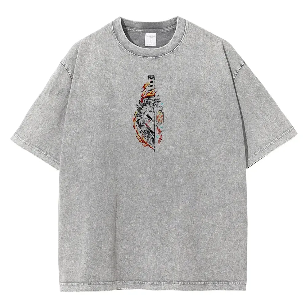 [KUJO] "Flame Hashira" Vintage Oversized T Shirt