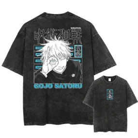 [KUJO] "Infinity Gojo" 2-Sided Vintage Oversized T Shirt