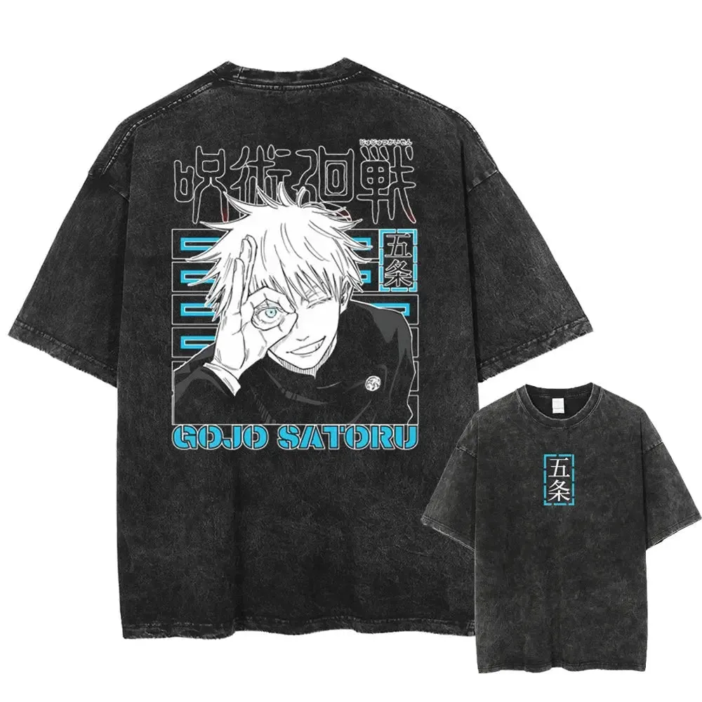 [KUJO] "Infinity Gojo" 2-Sided Vintage Oversized T Shirt