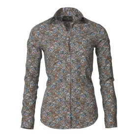 Laksen Birds & Blossom Ladies Cotton Shirt - Olive