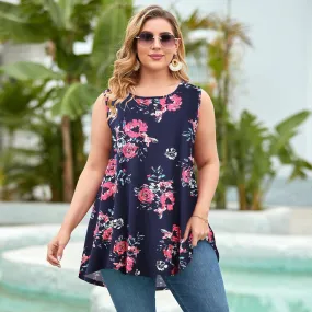 LARACE Plus Size Tank Tops for Women Sleevelss Tunic Casual Summer Clothes Swing Shirts for Jeans(B-Orange 2X)