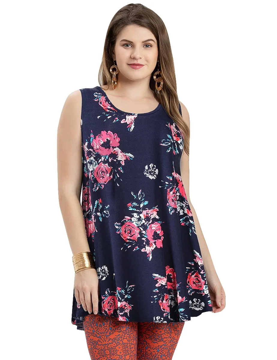 LARACE Plus Size Tank Tops for Women Sleevelss Tunic Casual Summer Clothes Swing Shirts for Jeans(B-Orange 2X)