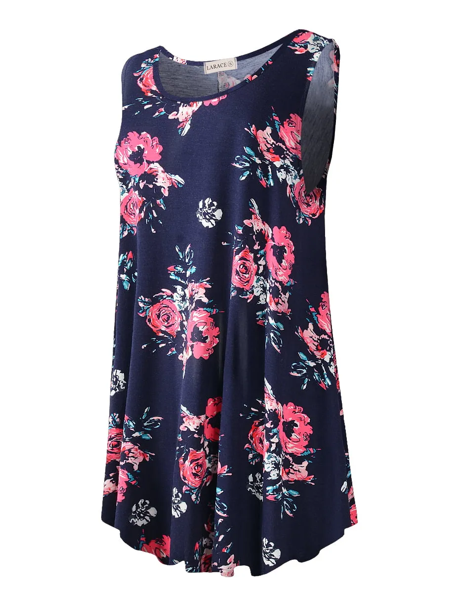 LARACE Plus Size Tank Tops for Women Sleevelss Tunic Casual Summer Clothes Swing Shirts for Jeans(B-Orange 2X)