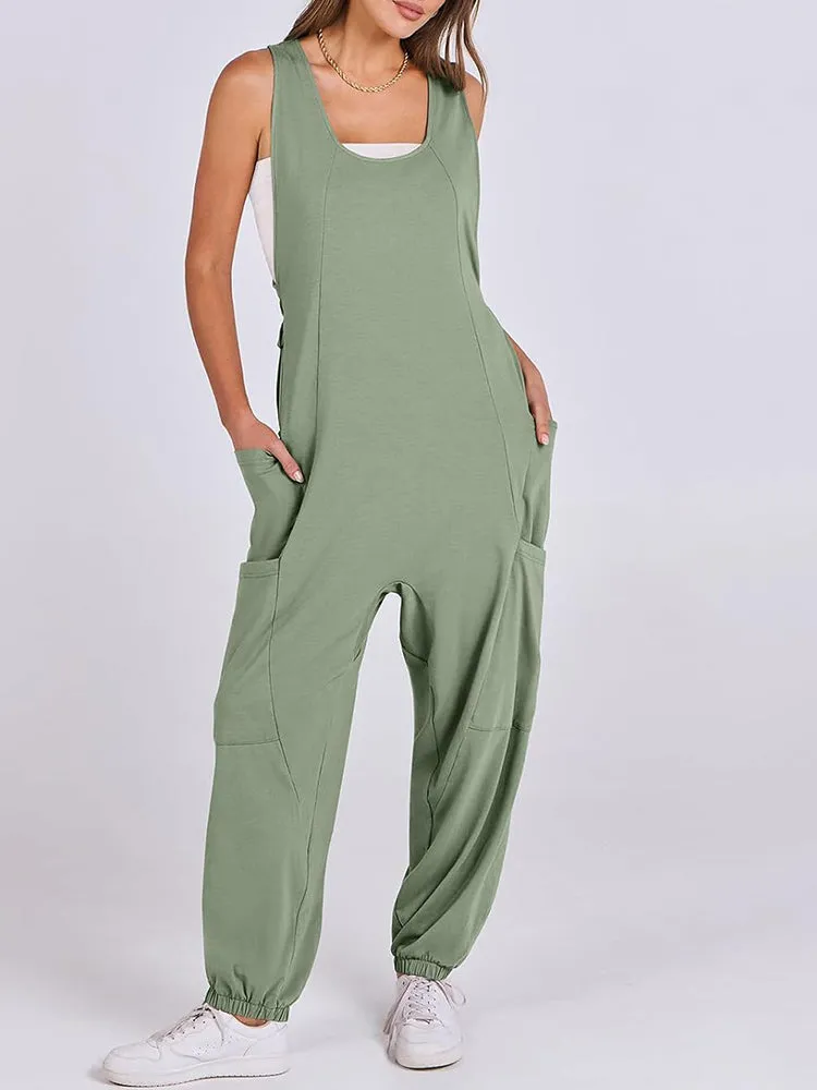 Loose Casual U-neck Sleeveless Jumpsuits