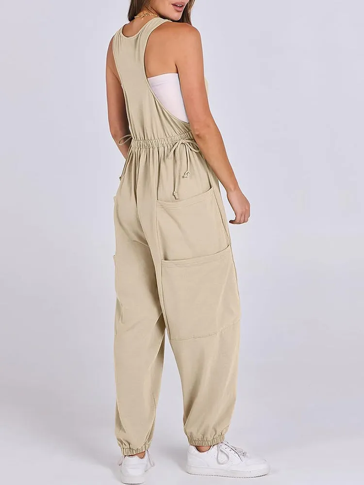 Loose Casual U-neck Sleeveless Jumpsuits