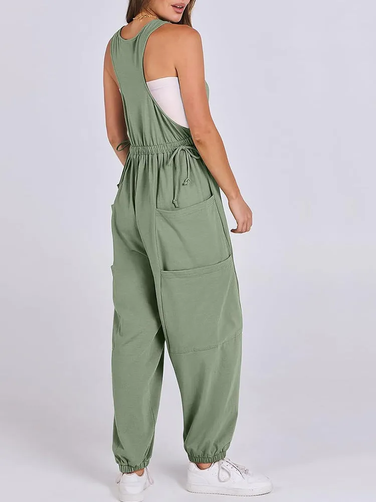 Loose Casual U-neck Sleeveless Jumpsuits