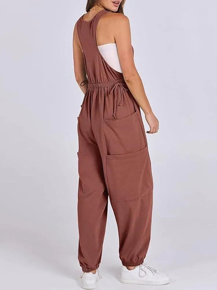 Loose Casual U-neck Sleeveless Jumpsuits