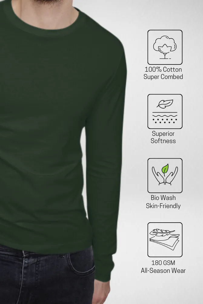 Maroon and Bottle Green Full Sleeve T-Shirts Combo for Men