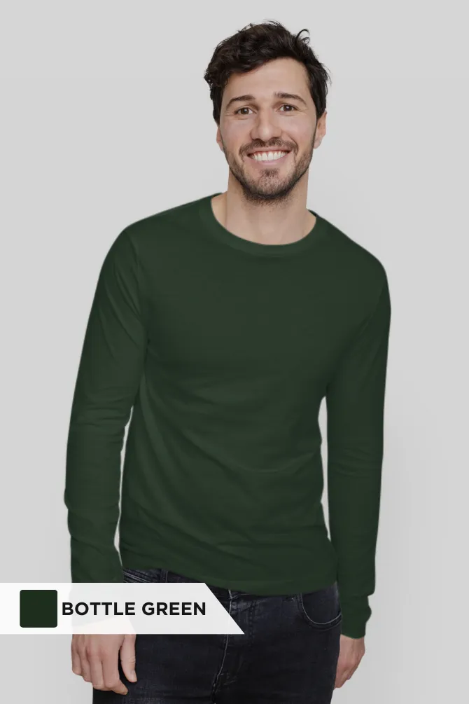 Maroon and Bottle Green Full Sleeve T-Shirts Combo for Men