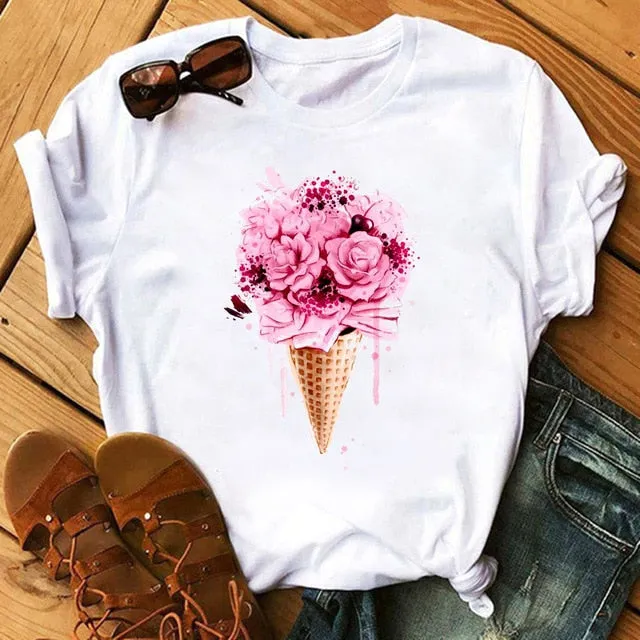 Maycaur Red Heart Butterfly Print Women Tshirt Fashion Casual O Neck Female T Shirt 90s Lady Yong Girl New Valentine's Day Gifts