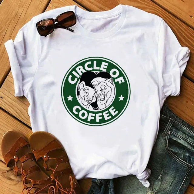 Maycaur T-shirt Women 2020 Summer Fashion Cartoon Lion King Pocket Print Tshirts Harajuku Casual Short Sleeve Tshirt Female Tops