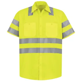Men's Hi-Visibility Short Sleeve Work Shirt - Type R, Class 3 SS24 - Fluorescent Yellow
