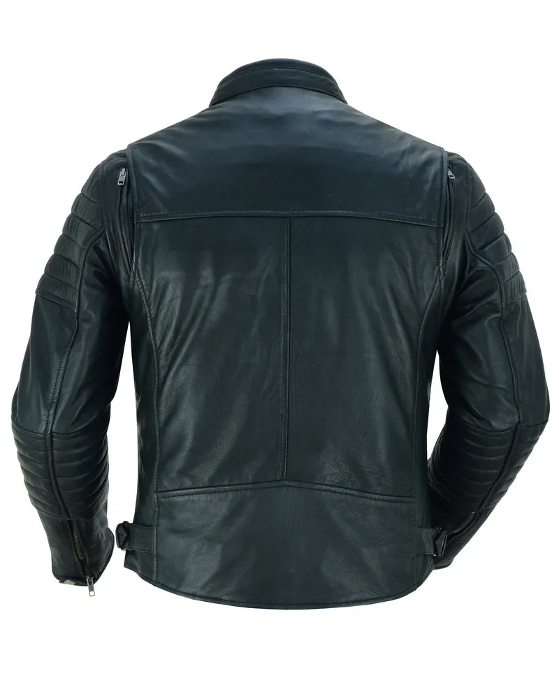 Men's Lightweight Drum Dyed Naked Lambskin Crossover Scooter - Black