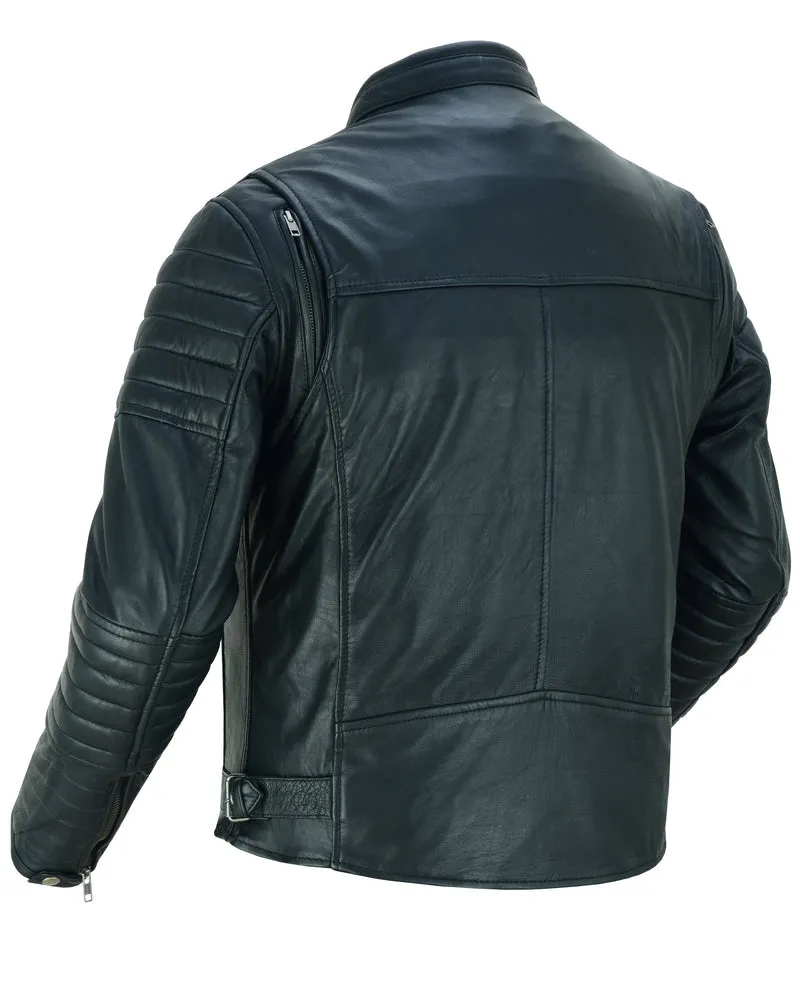Men's Lightweight Drum Dyed Naked Lambskin Crossover Scooter - Black