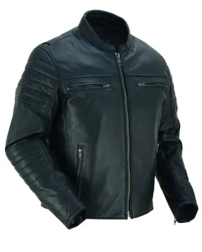 Men's Lightweight Drum Dyed Naked Lambskin Crossover Scooter - Black