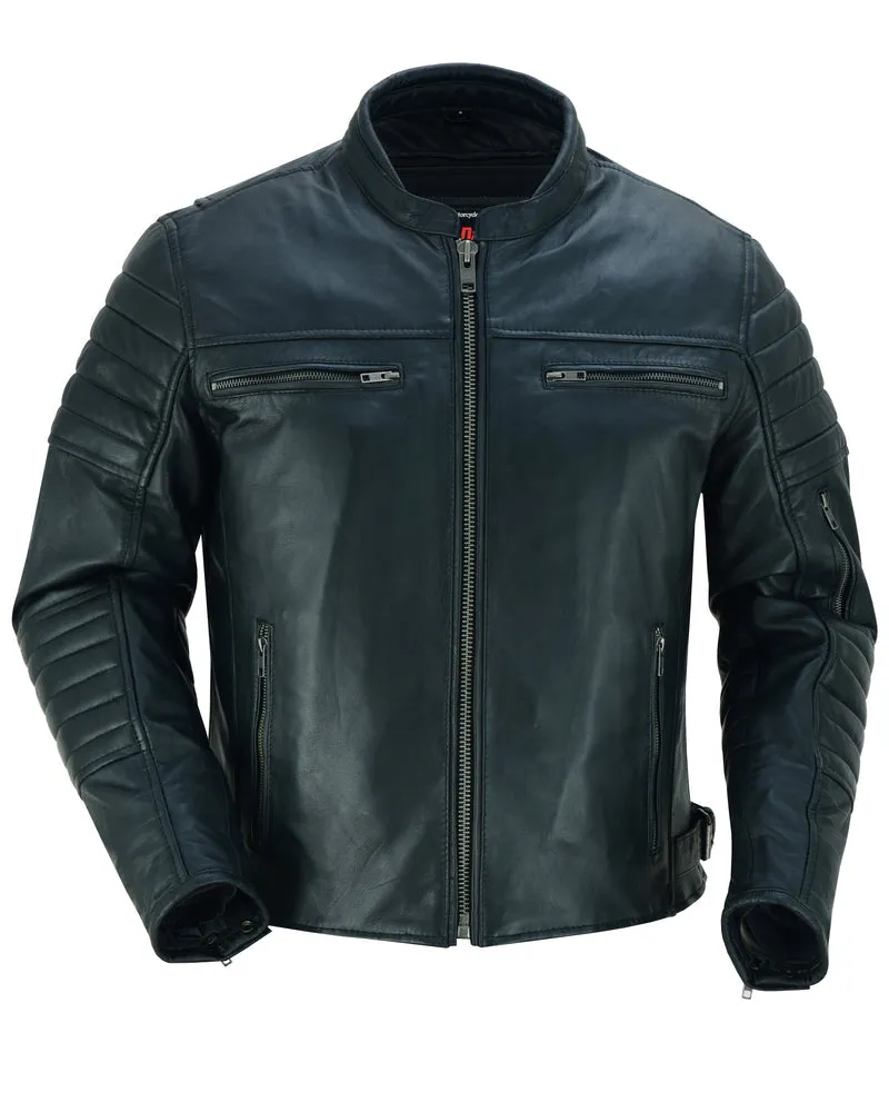 Men's Lightweight Drum Dyed Naked Lambskin Crossover Scooter - Black