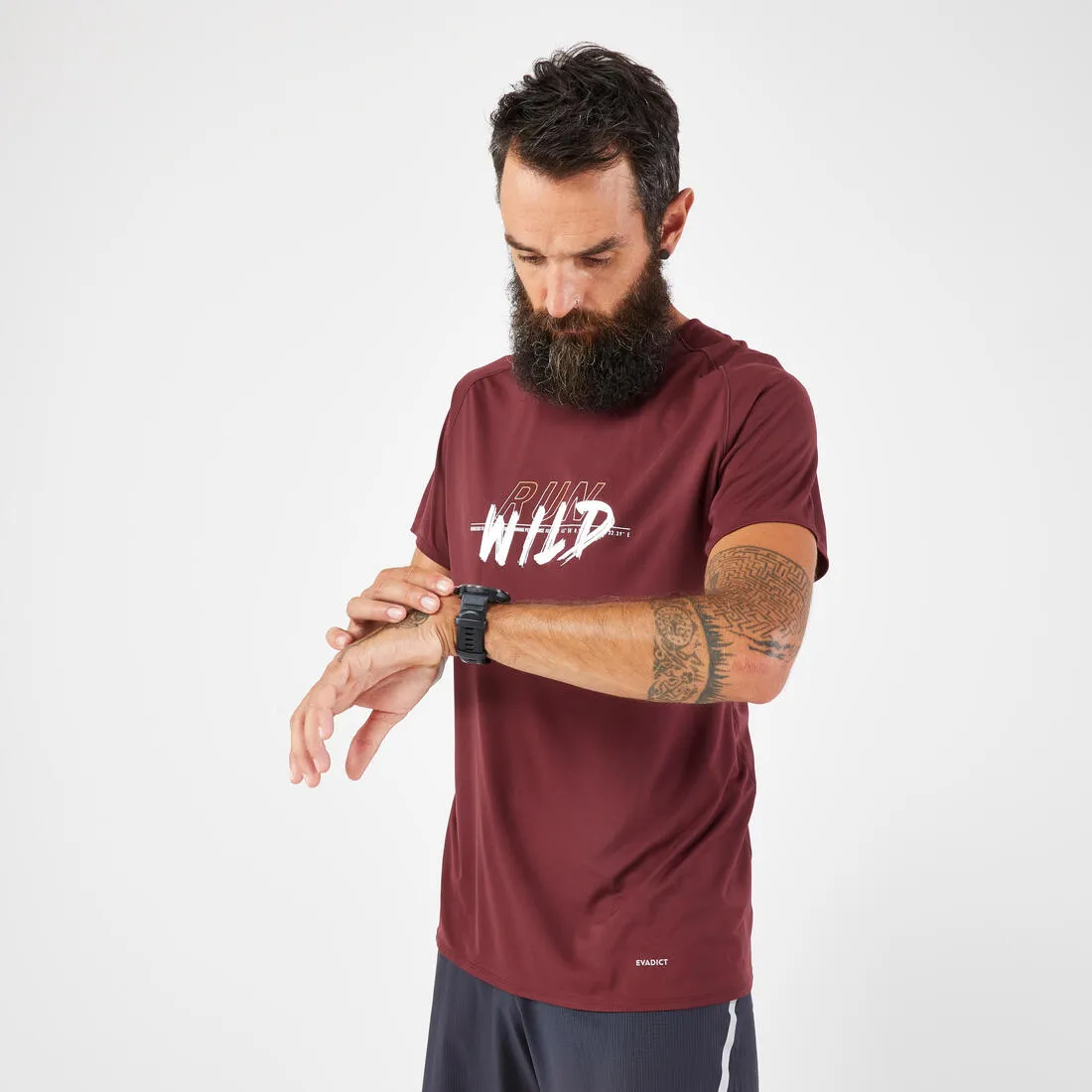 MEN'S TRAIL RUNNING SHORT-SLEEVED T-SHIRT - GRAPH/AQUA