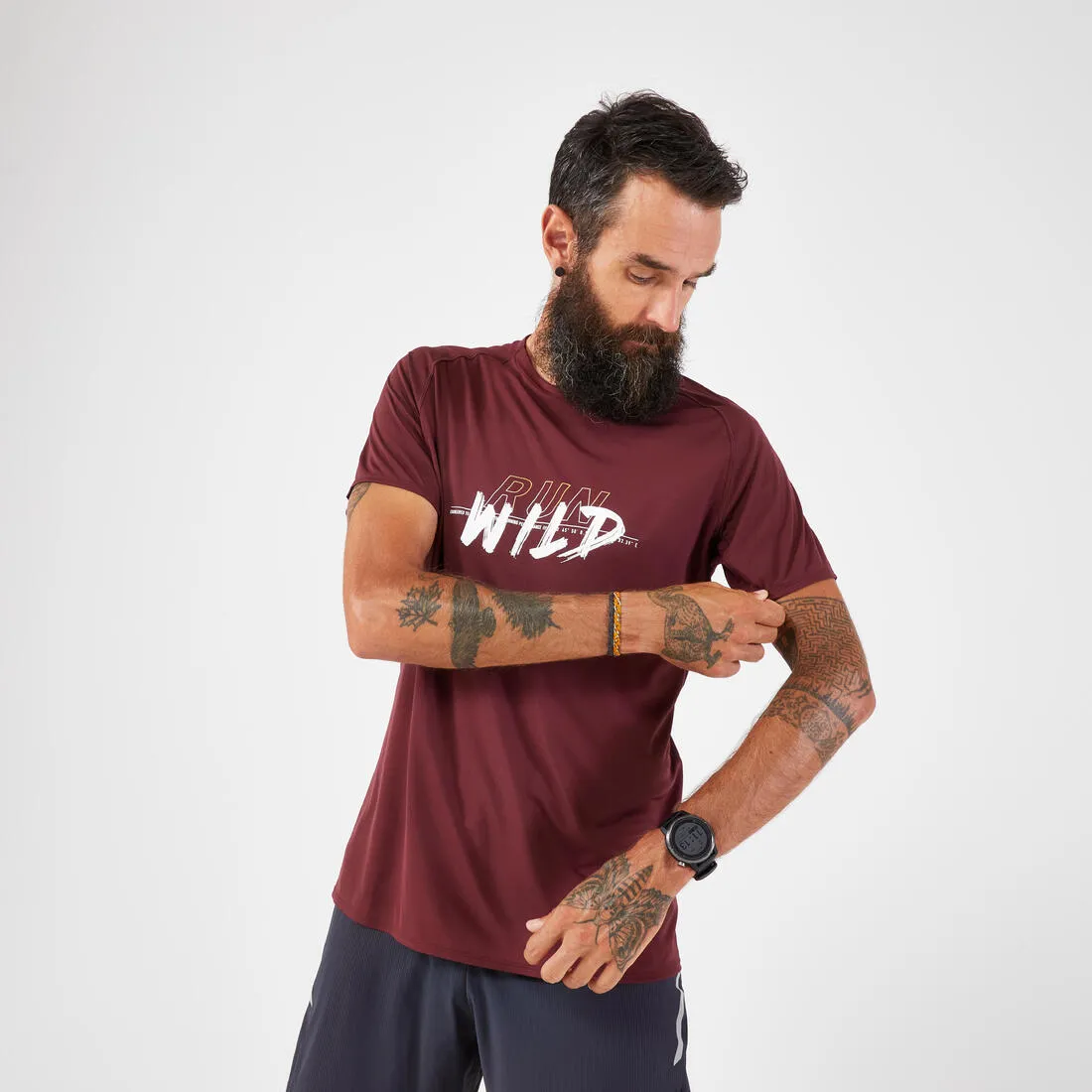MEN'S TRAIL RUNNING SHORT-SLEEVED T-SHIRT - GRAPH/AQUA