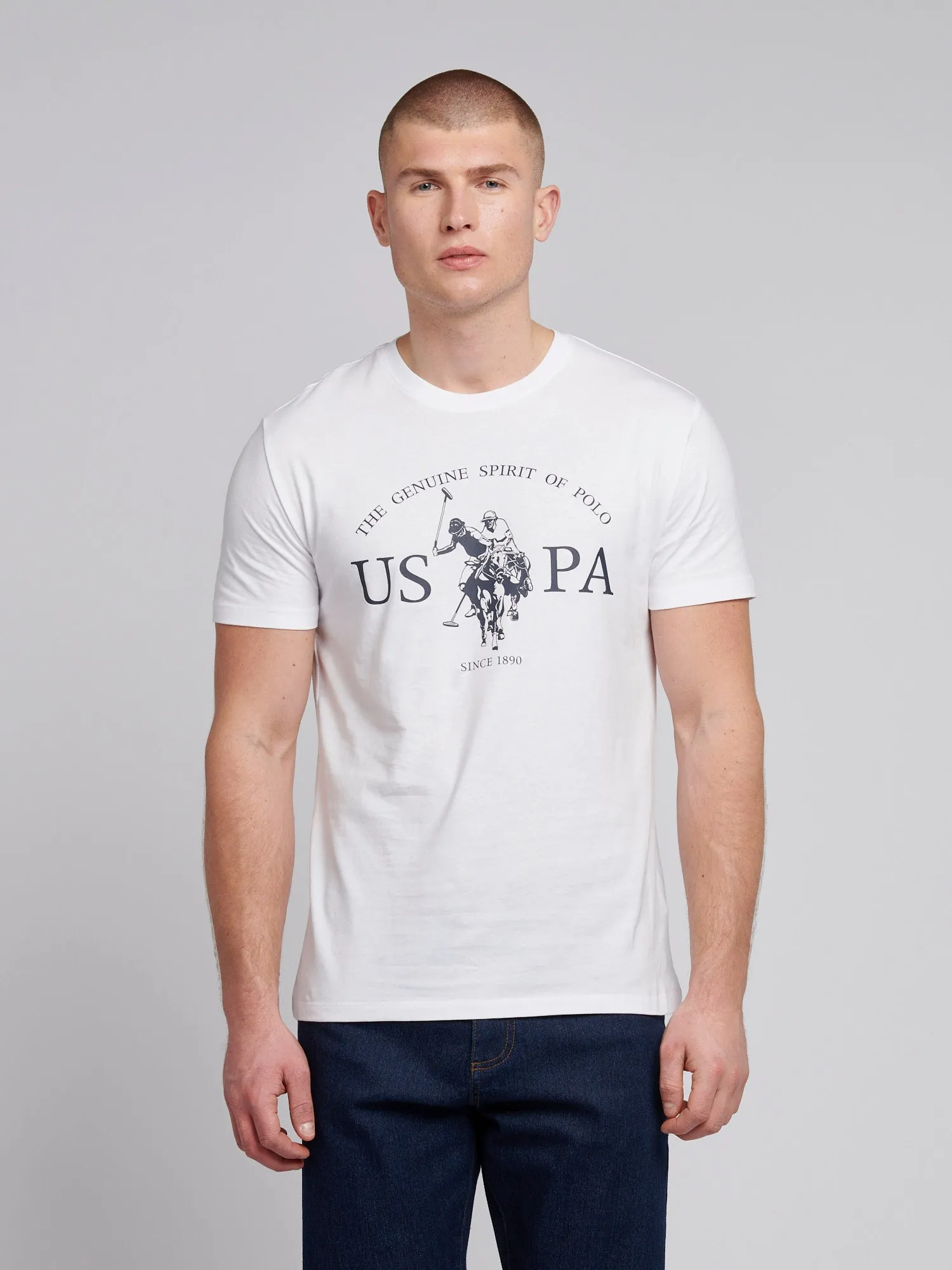Mens USPA Print Graphic T-Shirt in Bright White