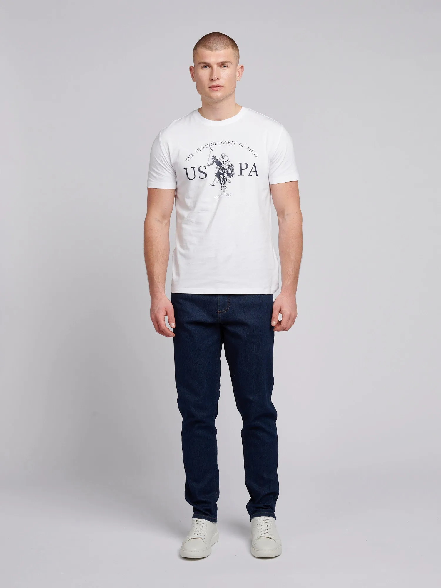 Mens USPA Print Graphic T-Shirt in Bright White