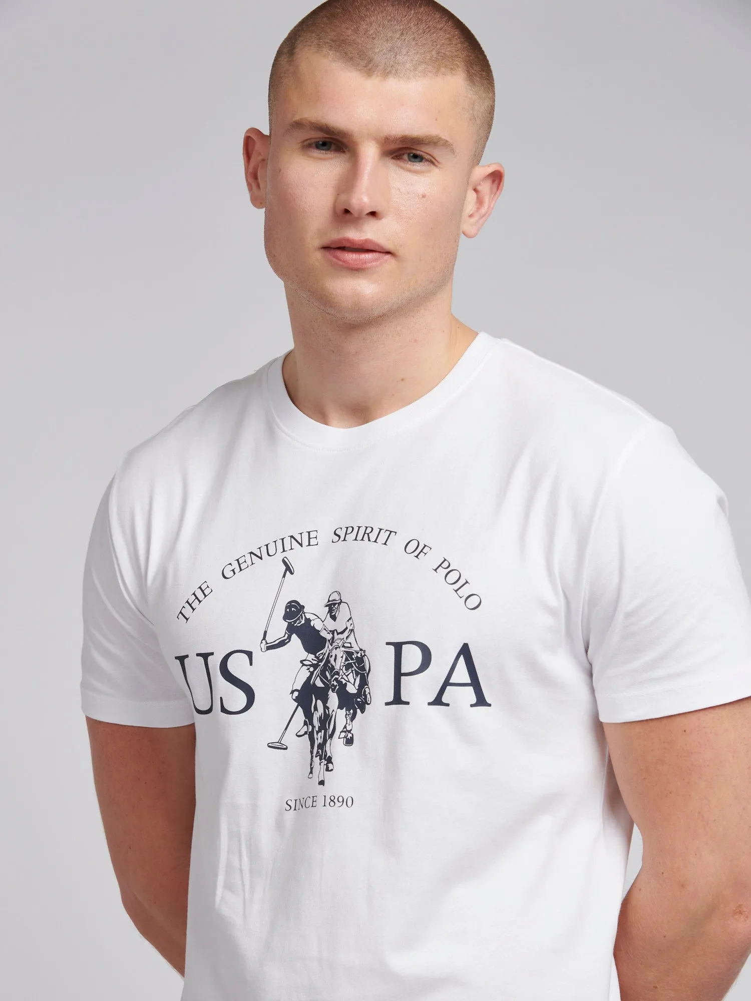 Mens USPA Print Graphic T-Shirt in Bright White