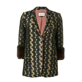 Metallic Leaf Print Blazer