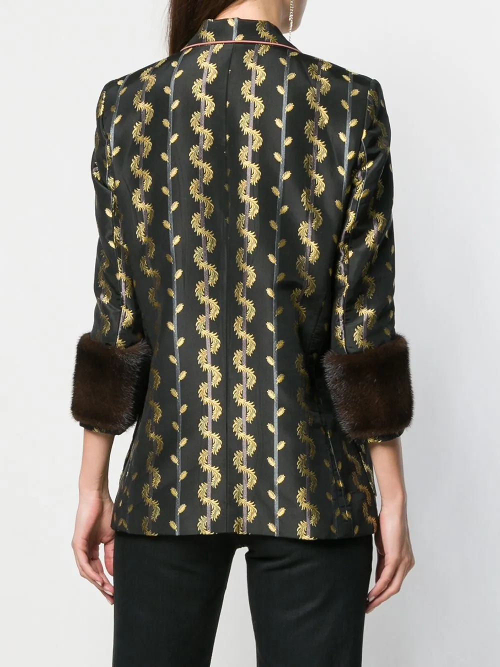 Metallic Leaf Print Blazer