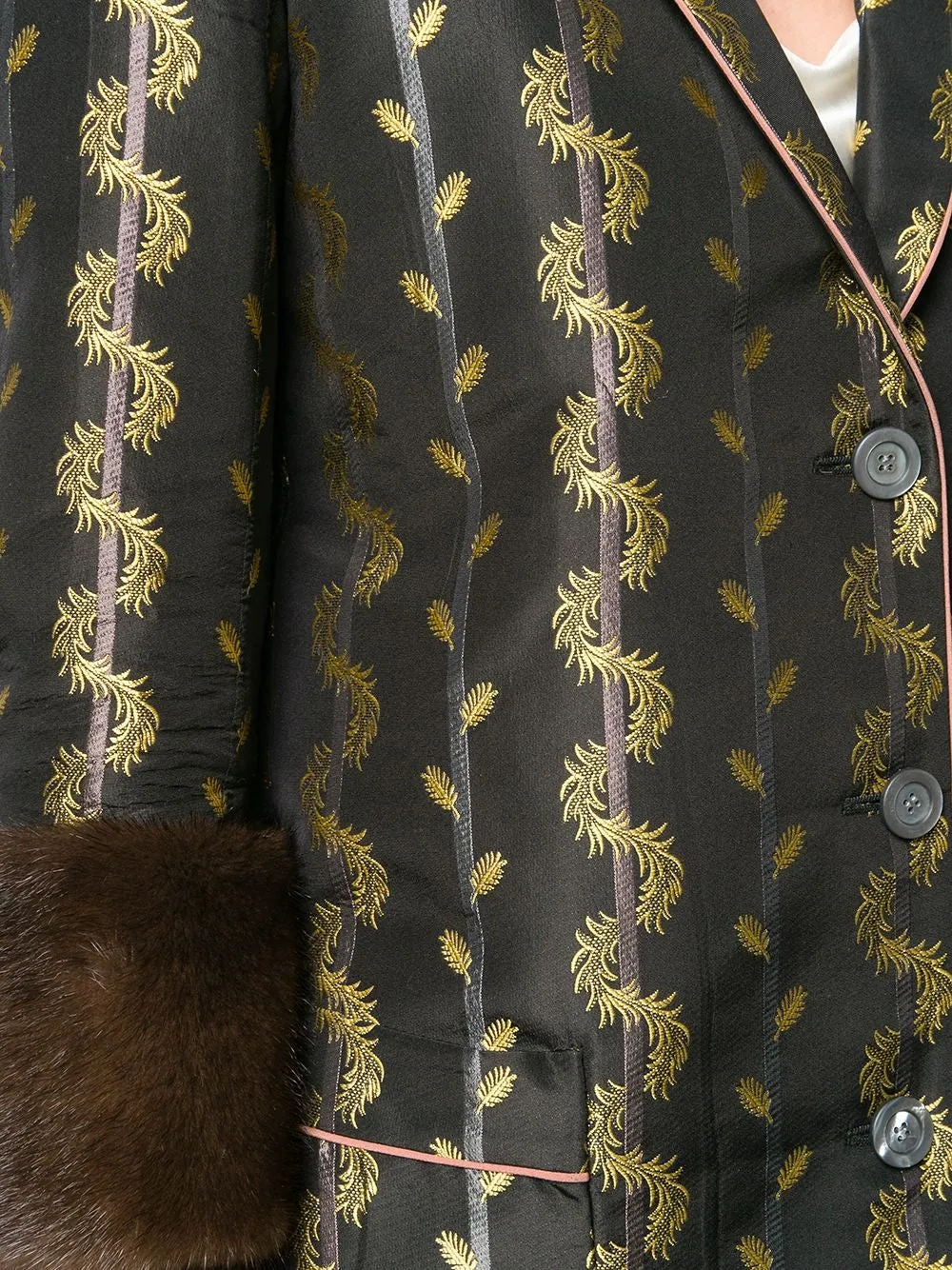 Metallic Leaf Print Blazer